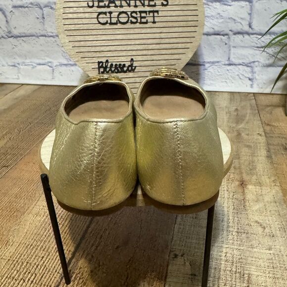 Tory Burch - Claire Metallic Tumbled Leather Ballet Flats Spark Gold 5.5 - Picture 8 of 14